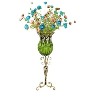 SOGA 85cm Green Glass Floor Vase and 12p