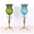 SOGA 85cm Green Glass Floor Vase and 12pcs Red Artificial Fake Flower Set
