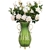 SOGA 51cm Green Glass Floor Vase & 12pcs Artificial Fake Flower Set