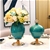 SOGA 2x 42cm Ceramic Oval Flower Vase with Gold Metal Base Green