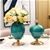 SOGA 38.50cm Ceramic Oval Flower Vase with Gold Metal Base Green