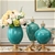 SOGA 38.50cm Ceramic Oval Flower Vase with Gold Metal Base Green