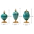 SOGA 2x 38cm Ceramic Oval Flower Vase with Gold Metal Base Green