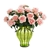 SOGA Glass Flower Vase with 4 Bunch 9 Heads Artificial Rose Set