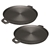 SOGA 2X 40cm Round Ribbed Cast Iron Frying Pan Skillet Non-stick w/ Handle