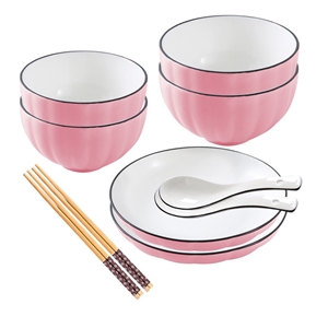 SOGA Pink Japanese Style Ceramic Dinnerw
