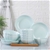 SOGA Light Blue Japanese Style Ceramic Dinnerware Crockery Set of 12