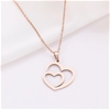 Cute Stainless Steel Double Heart "Love" Necklace - Rose
