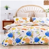 Dreamaker 100% Cotton Sateen Quilt Cover Set Lily in Orange Print QueenBed