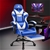 Gaming Chair Lumbar Massage Office Racing Footrest Blue & White ALFORDSON
