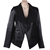 BHS SOPHISTICATES Women's Drape Front Genuine Leather Jacket, Size M, Black