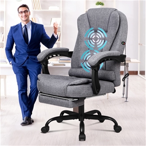 Massage Office Chair Grey Fabric Footres