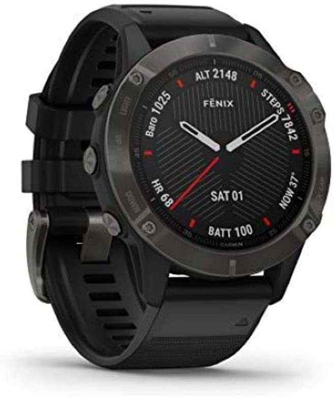 GARMIN Fenix 6 Sapphire, Premium Multisport GPS Smartwatch, Carbon Grey Wit