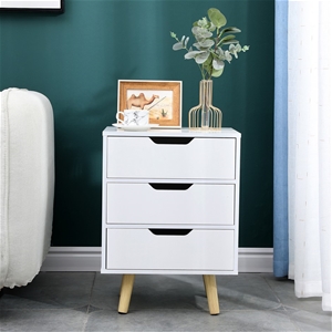 Wooden Bedside Table 3 Drawers Cabinet S