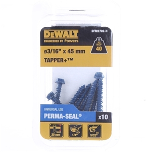 Pack of 10 x DeWALT Hex Head Screws 3/16