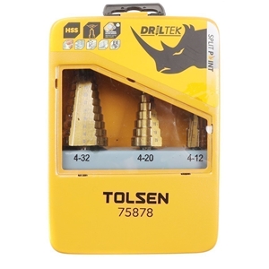 TOLSEN 3pc Step Drill Set, Sizes 4-12mm,