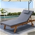 Gardeon Sun Lounge Wooden Outdoor Furniture Day Bed Wheel Patio Grey