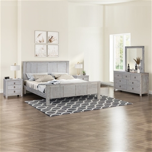 4 Pcs Bedroom Suite w/ Acacia in King Wh