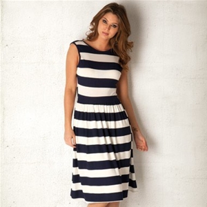 ClubL Womens Stripe Midi Dress