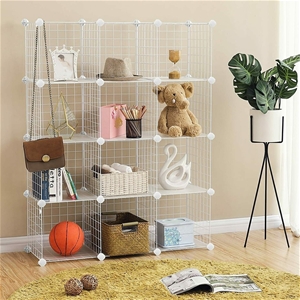 12 Cube Wire Grid Organiser Bookcase Sto