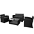 4 Piece PE Rattan Outdoor Furniture Set - Black