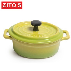 Zito's Green Porcelain Oval Casserole Di