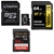 3 x Assorted MicroSD Cards and SD Cards, 64GB. INCL: SANDISK, KINGSTON, LEX