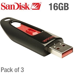 Pack of 3 SanDisk 16GB Ultra USB Flash D