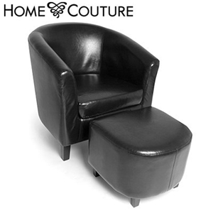 Home Couture Tub Chair & Ottoman - Black