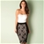 ClubL Womens Bonded Lace Panel Midi Skirt