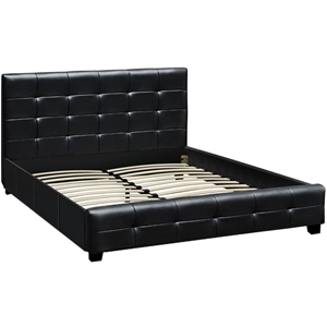 Double PU Leather Wooden Bed Frame Black