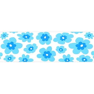 Cartoon Flowers Blue, 118x37cm Canvas Pr