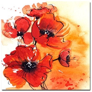 Abstract Poppies 90x90cm Canvas Print