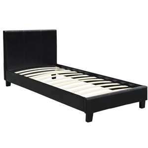 Single PU Leather Wooden Bed Frame Black