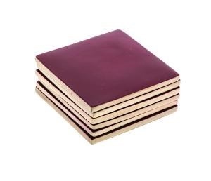 Set of 6 Red Square Bamboo Coasters