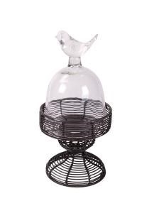 Wire Cake Stand with Glass Dome-S