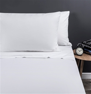 White Linen Cotton Fitted Sheet Set - Qu